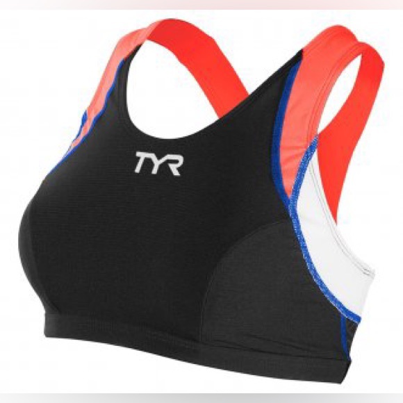 TYR Competitor Women’s Sport Bra Black Coral Size Small Tri Bra - Picture 1 of 7